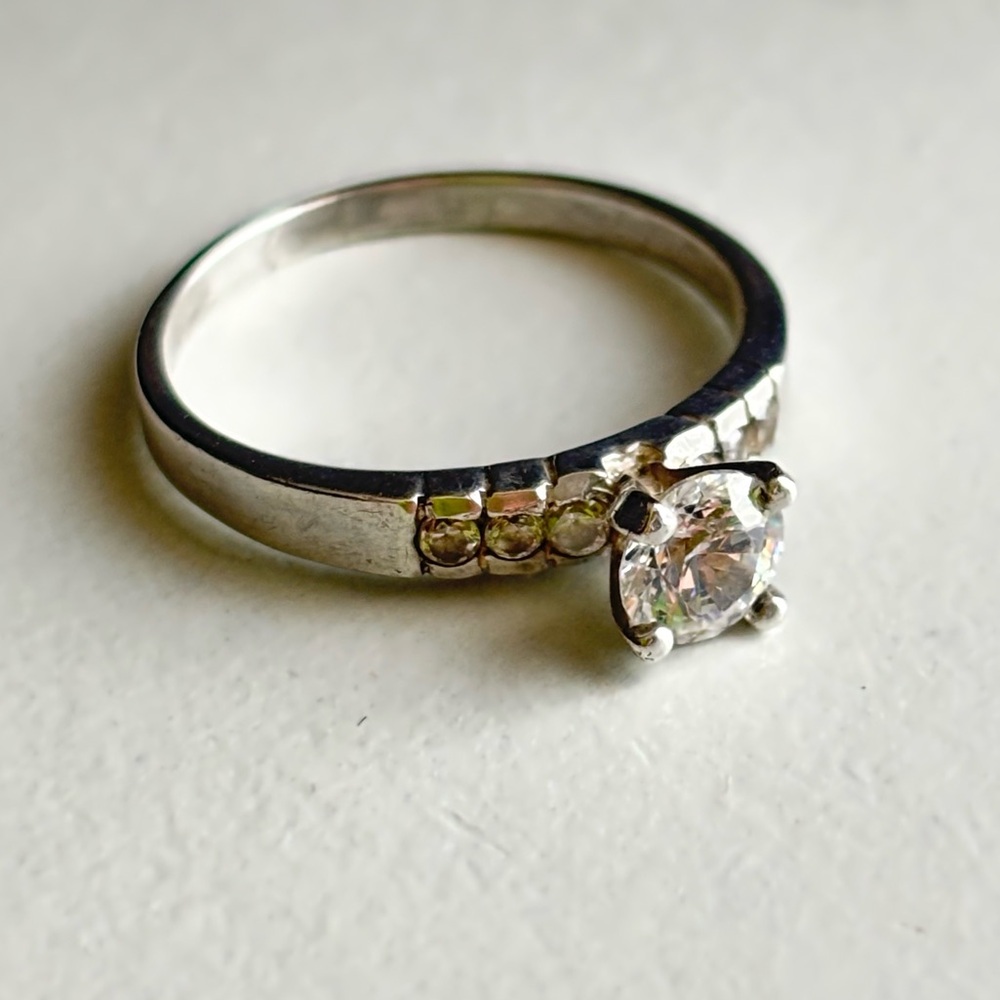 Sterling Silver Crystal Ring 925 - Picture 12 of 16